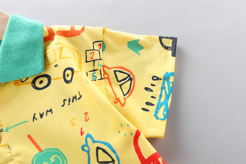 Boys Car Pattern Two-piece Summer Casual Clothes Baby