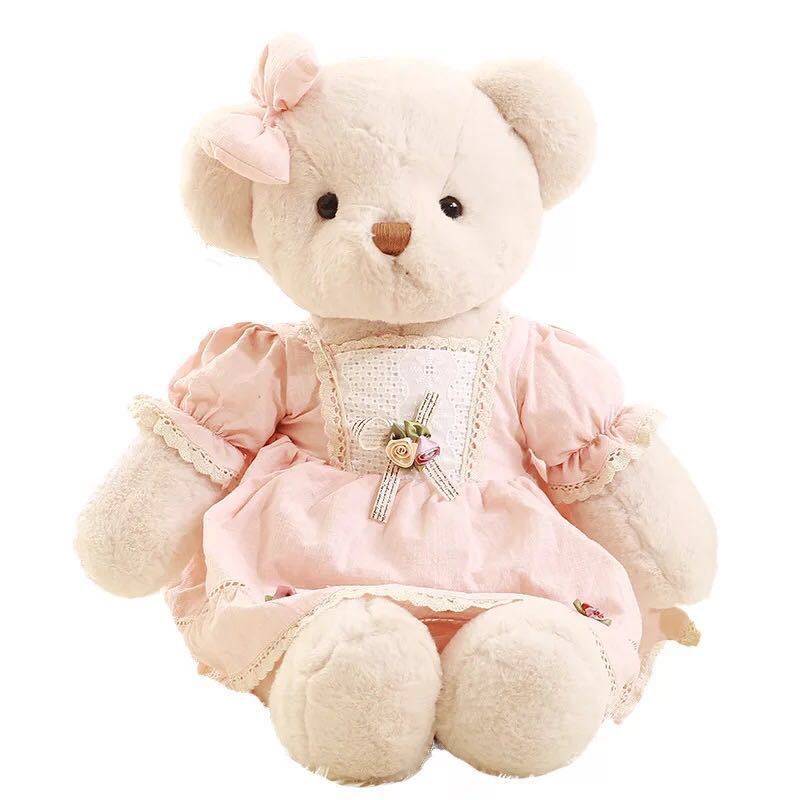 Cute Doll In Princess Dress With Teddy Bear