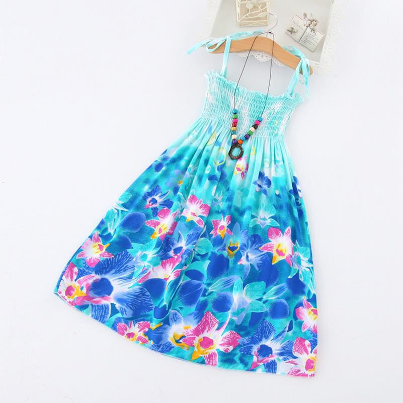 Children's Cotton Silk Sling Floral Vest Skirt