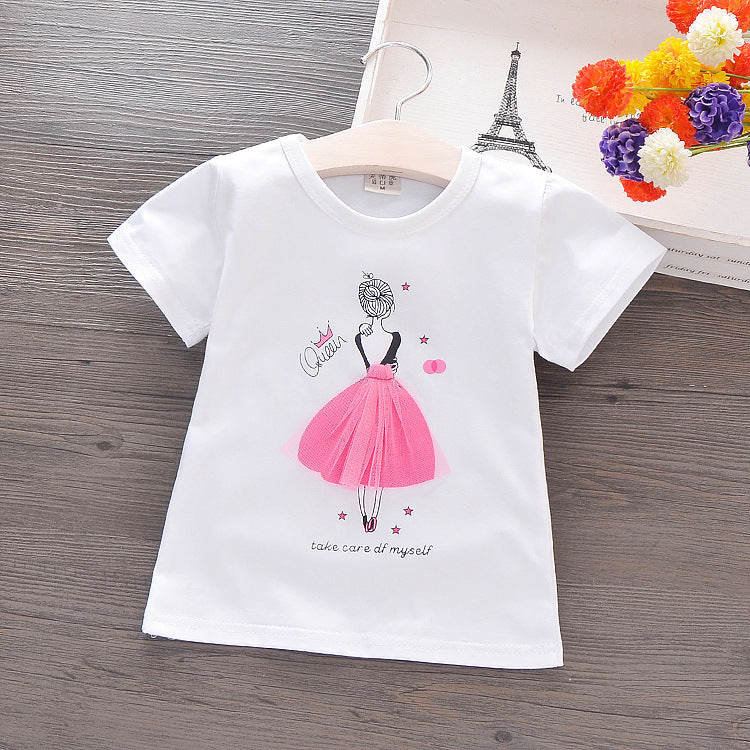 Cotton T-shirt cartoon for girls