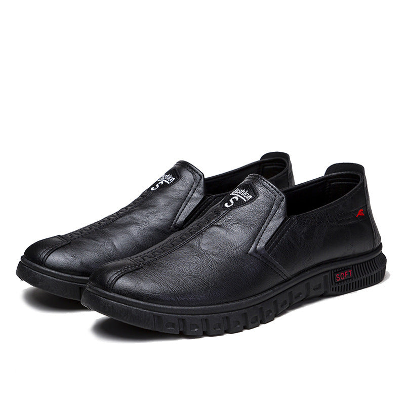 Black  Non-slip Waterproof Work Shoes Soft Bottom And Wear Resistance Casual Leather Shoes