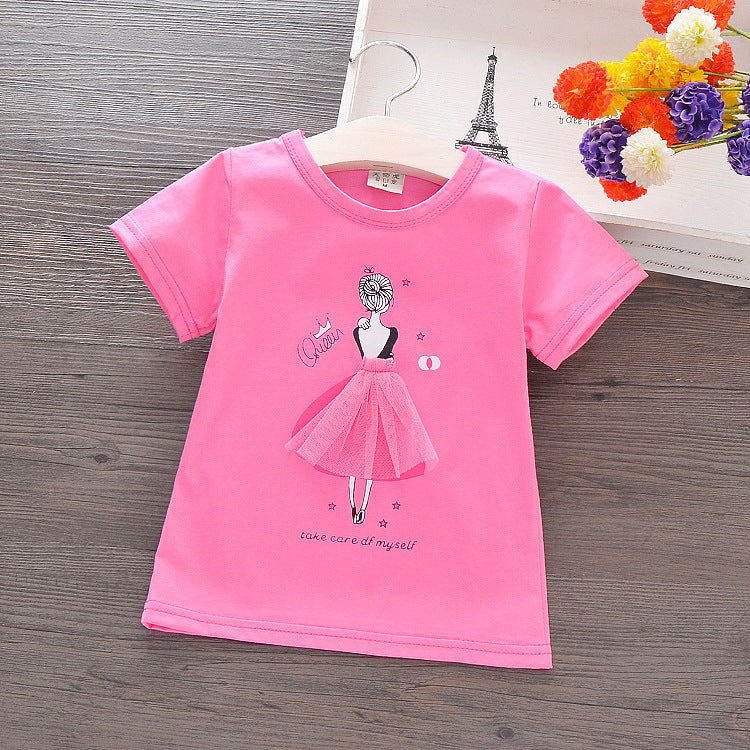 Cotton T-shirt cartoon for girls