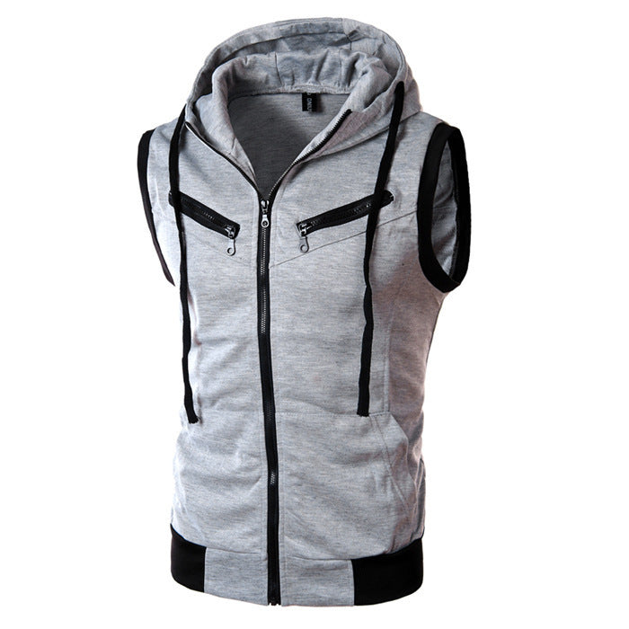 Summer New Men Hooded Sleeveless Vest