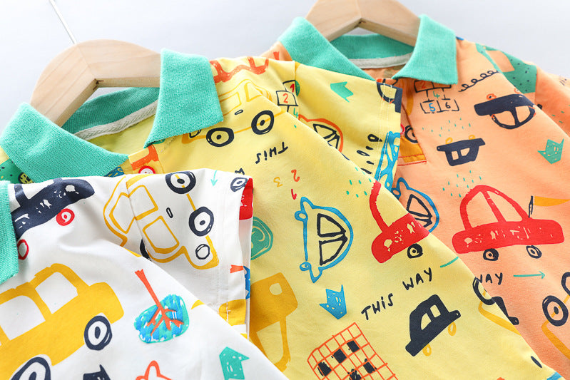 Boys Car Pattern Two-piece Summer Casual Clothes Baby