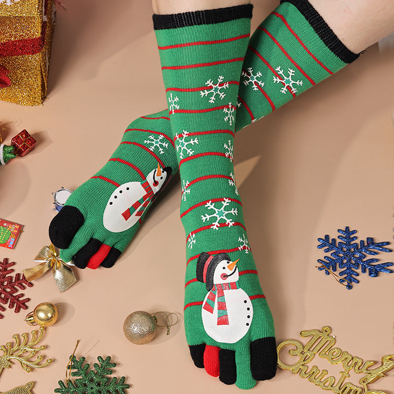 Cute Christmas Five-finger Elastic Sweat-absorbent Socks For Both Men & Women