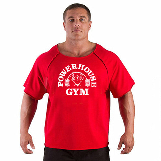 Gym Training Muscle Print Cotton Men Loose T-shirt