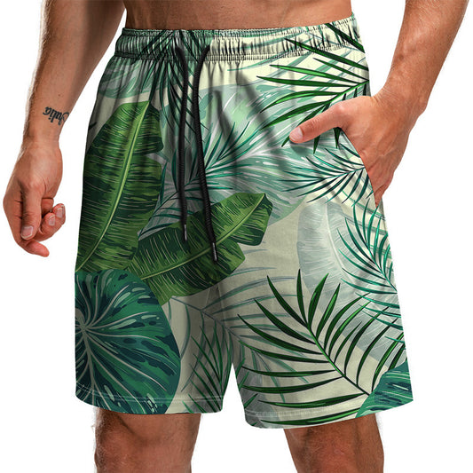 New Leaf Series 3D Printed Shorts Loose Beach Shorts