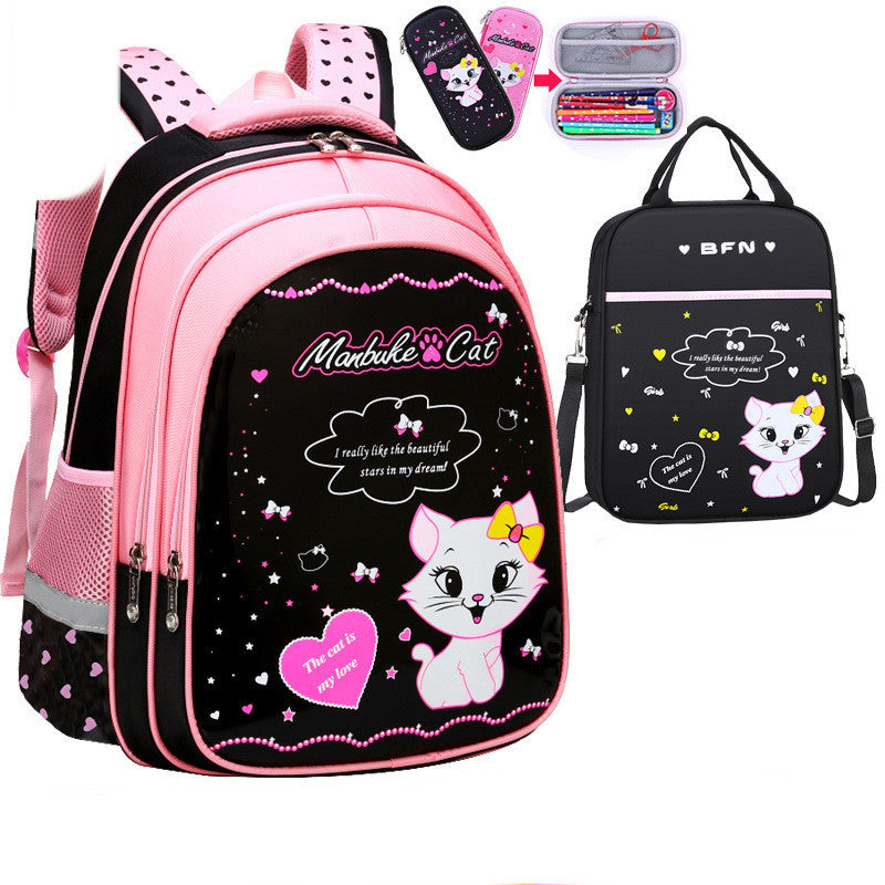 Girls School Cute Cat Print Backpack