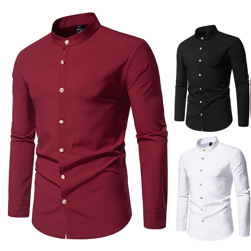 Men's Fashion Solid Color Party Shirt