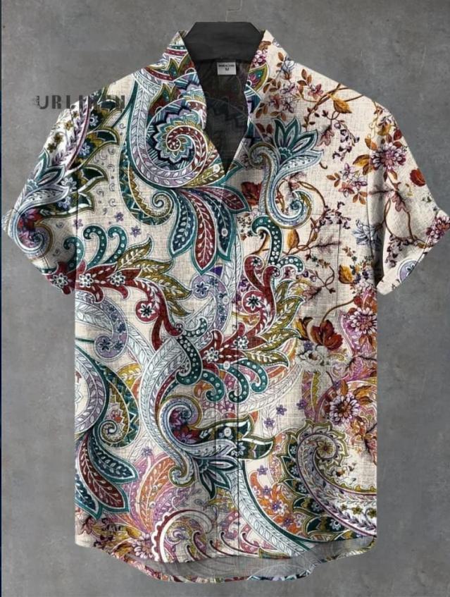 Abstract Pattern Printing Short Sleeve Shirt