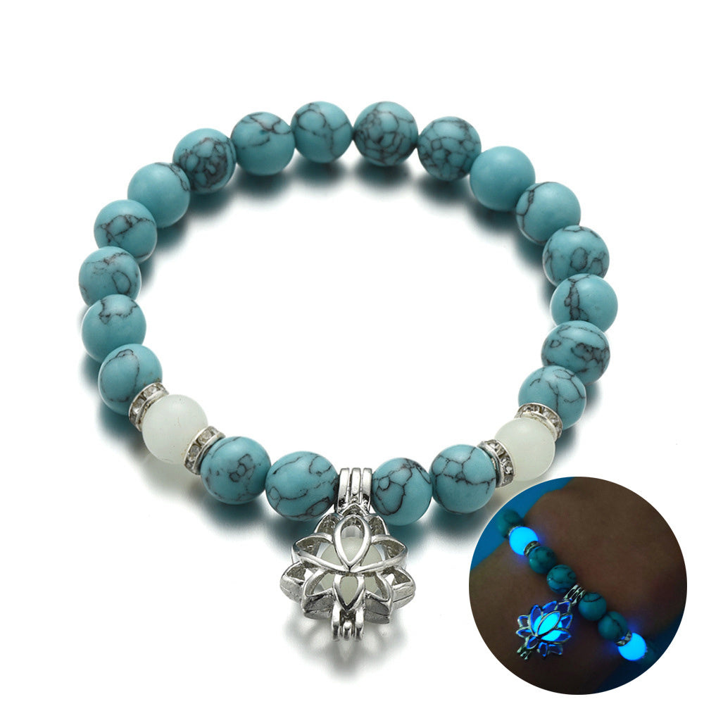 Energy Luminous Lotus Natural Stone Bracelet Yoga Healing Luminous Glow In The Dark Charm Beads Bracelet For Men Women - Trendys Collections