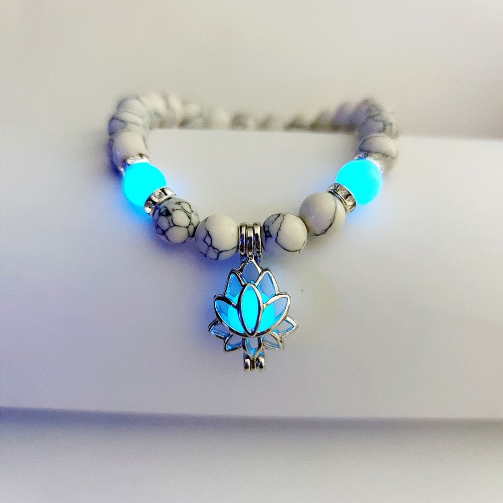 Energy Luminous Lotus Natural Stone Bracelet Yoga Healing Luminous Glow In The Dark Charm Beads Bracelet For Men Women - Trendys Collections