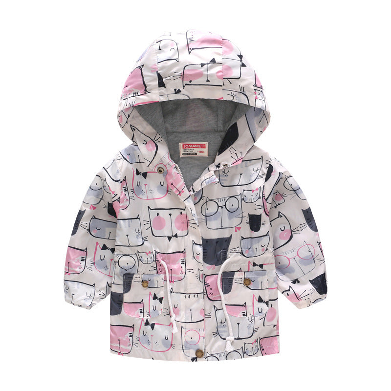 Spring And Autumn Thin Hooded Cute Zipper Children's Jacket