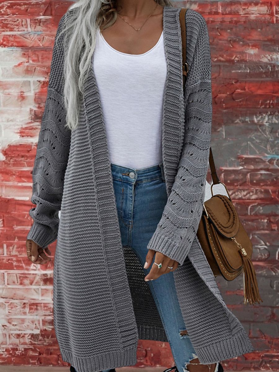 New Long Cardigan Solid Color Knitting