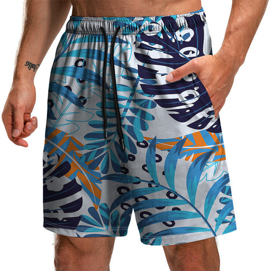 New Summer Leaf Series 3D Printed Shorts Loose Beach Shorts Men