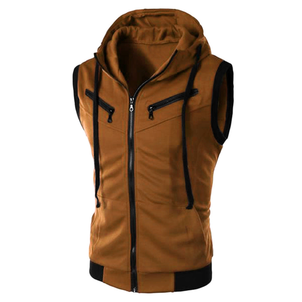 Summer New Men Hooded Sleeveless Vest