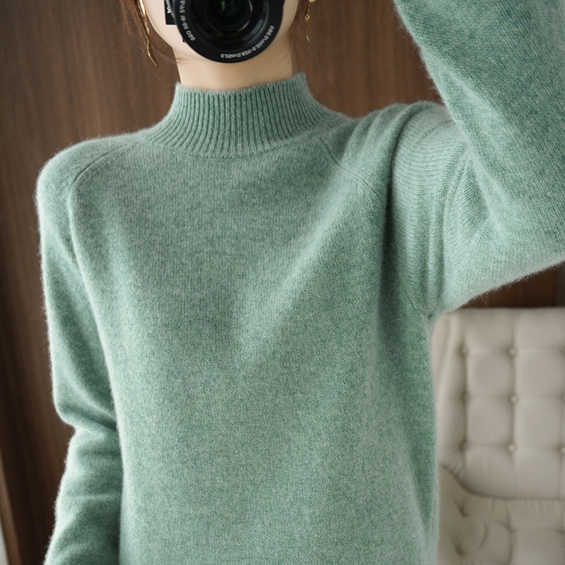 Women's Half Turtleneck Beige Sweater