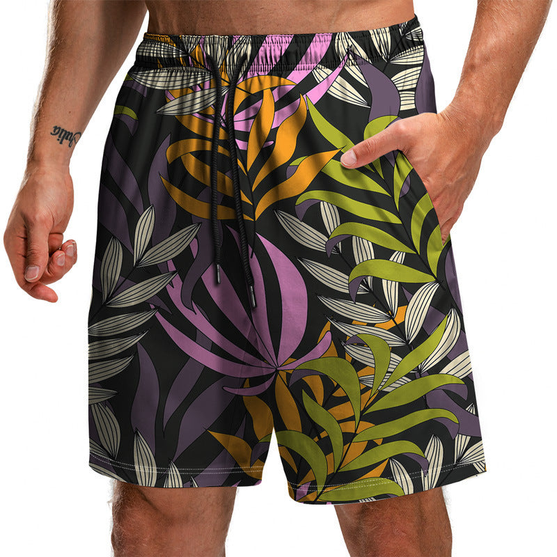 Summer New Leaf Series 3D Printed Shorts  Beach Shorts