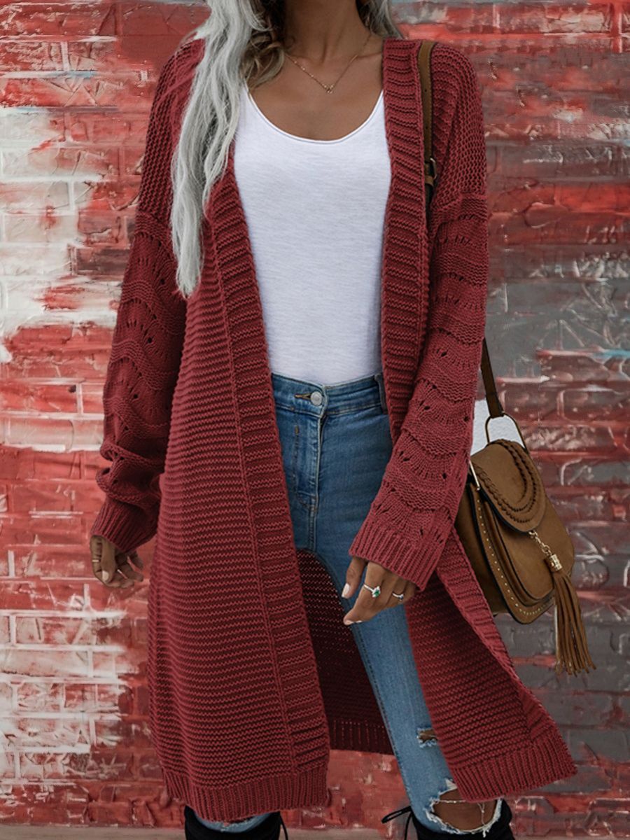 New Long Cardigan Solid Color Knitting