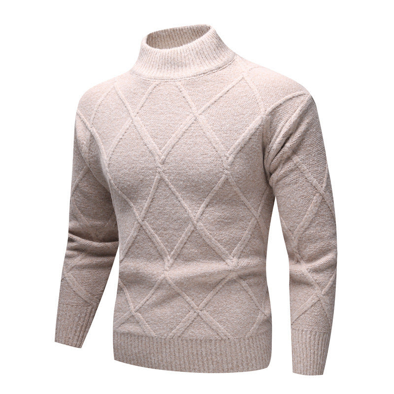 Half Turtleneck Men's Trendy Pattern Long Sleeve Sweater