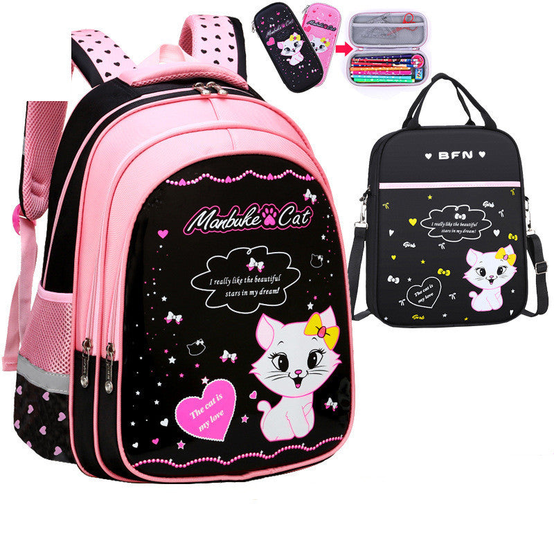 Girls School Cute Cat Print Backpack