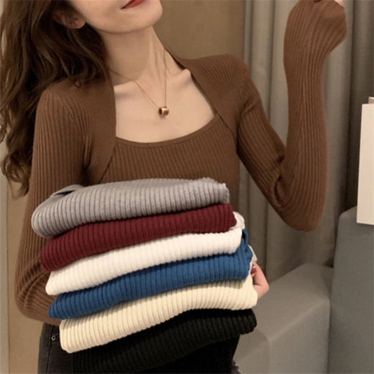 Women's Long-sleeved Knitted Bottoming Shirt Trendy