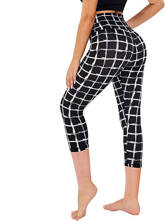 Slimming Cropped Pants High Waist Print Leggings