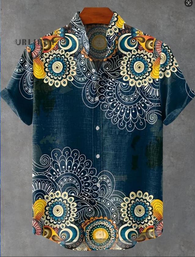 Abstract Pattern Printing Short Sleeve Shirt