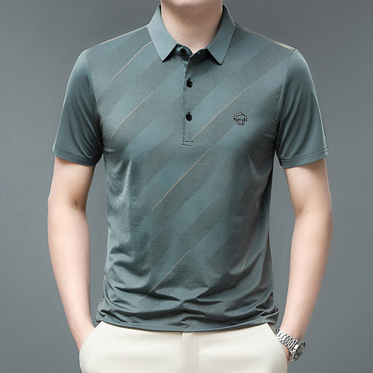 Lapel Ice Silk Polo Shirt Men's Business