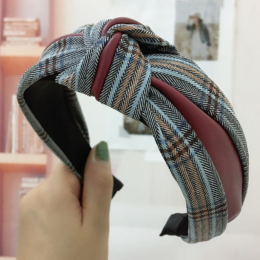 Houndstooth Wide-brim Retro Headband Adult Hair Accessories